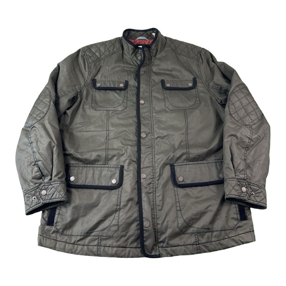 Tommy Bahama Field Jacket Men's XL Green Quilted Elbow Patch Utility Country
